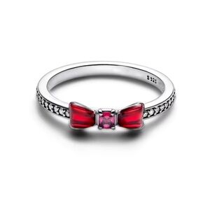 925 Sterling Silver Red Bow Ring Dainty Crystal Coquette Jewelry